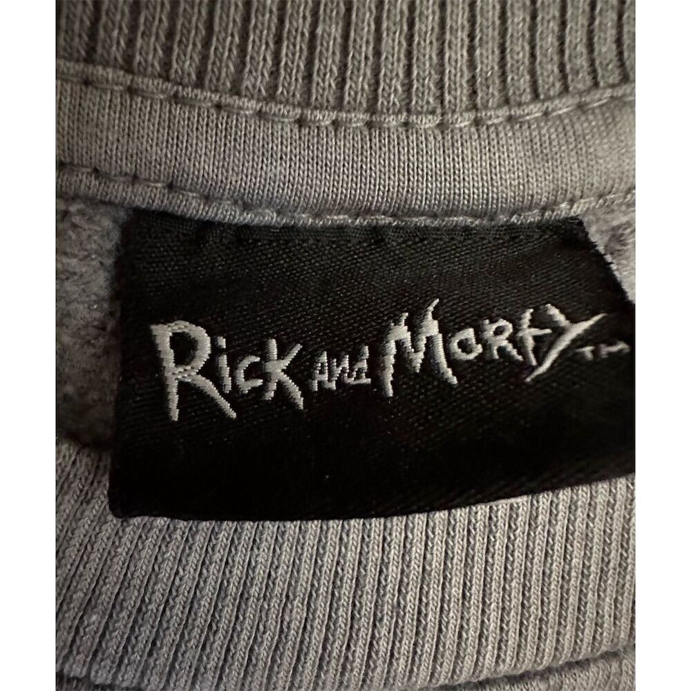 Rick and Morty Warped Faces Gray Pullover Sweater Unisex Long Sleeve Crewneck - Picture 5 of 7